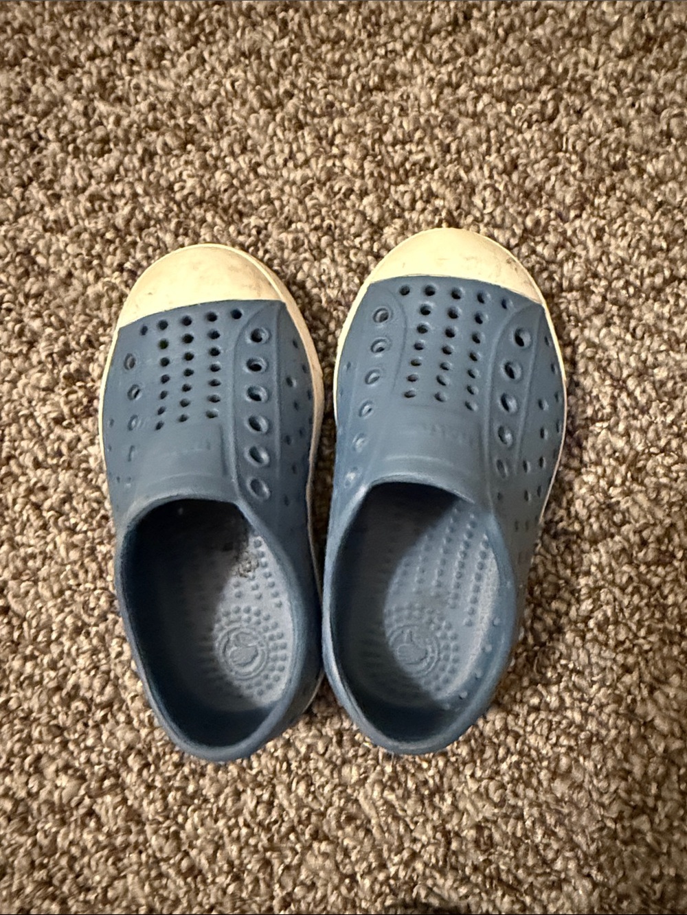 Native Kids Gray-Blue Slip-On Water Shoes with Cream Toe
